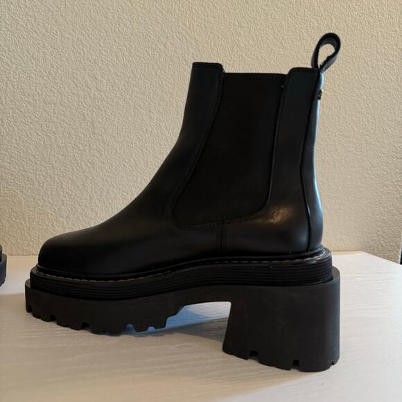 Sandro Paris Chelsea Ankle Boots Platform Black Leather Size 39 (US 8) - Picture 6 of 14